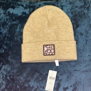 Anthropologie Brown and Tan Knit Hat with Folded Brim